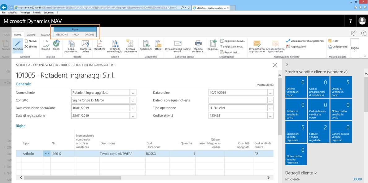 NAV 2018 Web Client: Aktionen in der Multifunktionsleiste